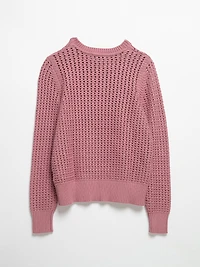 Long Sleeve Crochet Sweater  Lilas
