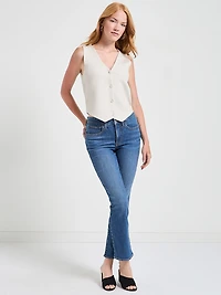 Button Front Knit Vest Black Onyx