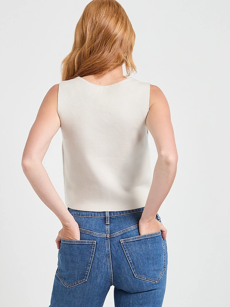 Button Front Knit Vest Black Onyx