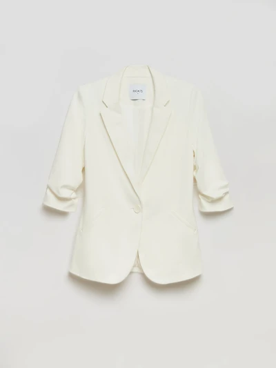 Hampton Three Quarter Ruched Sleeve Ponte Blazer Sugar Swizzle