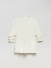 Hampton Three Quarter Ruched Sleeve Ponte Blazer Sugar Swizzle