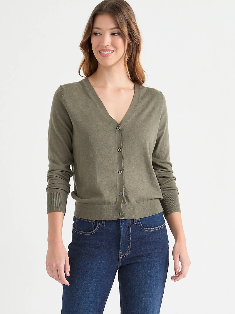 Cashmere-Blend V-Neck Cardigan