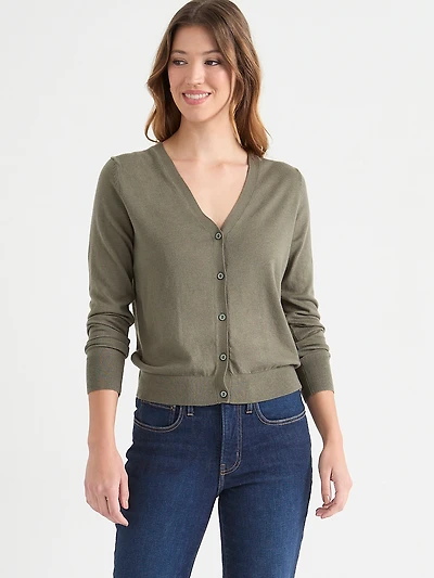 Cashmere-Blend V-Neck Cardigan