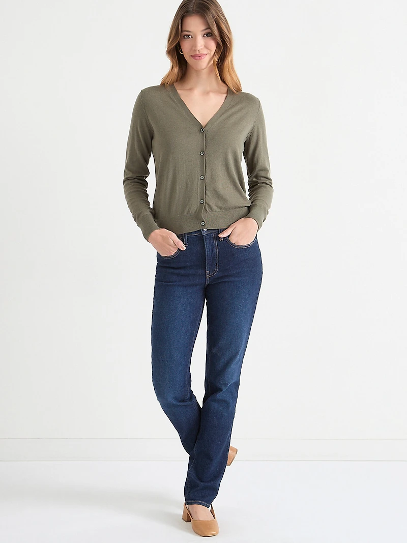 Cashmere-Blend V-Neck Cardigan