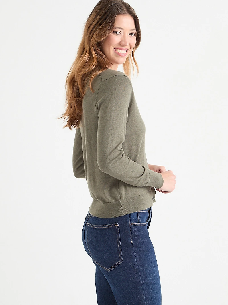 Cashmere-Blend V-Neck Cardigan
