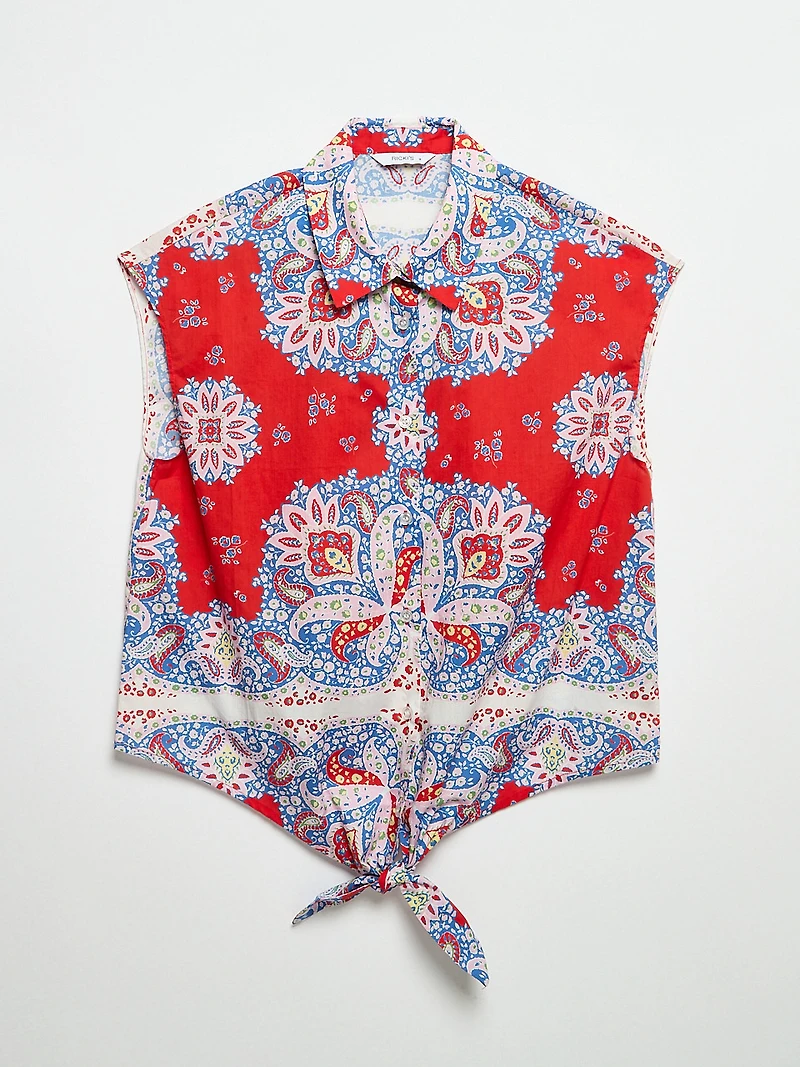 Collared Tie Front Top