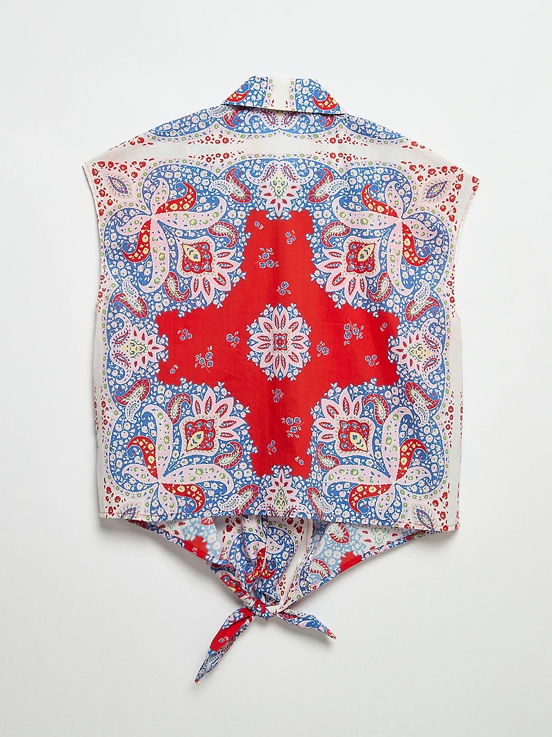 Collared Tie Front Top