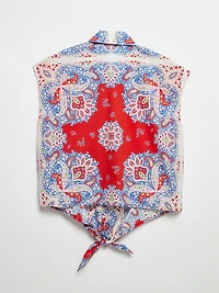 Collared Tie Front Top