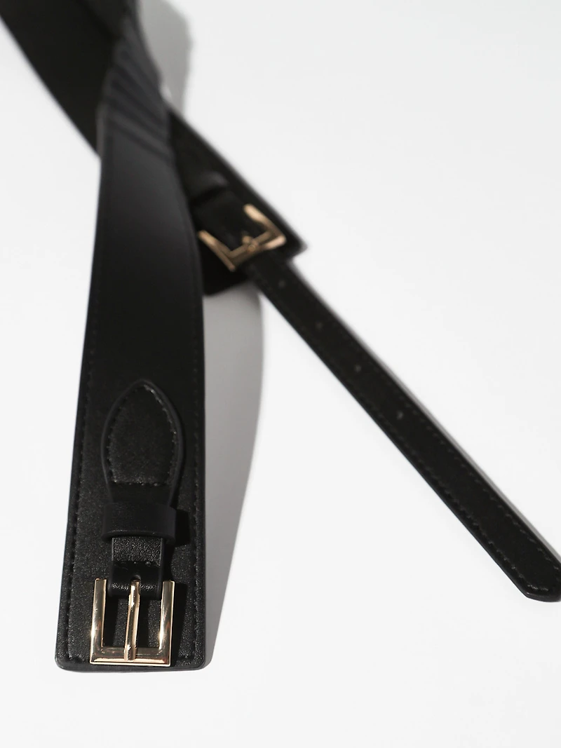 Gold Square Buckle Stretchy Belt