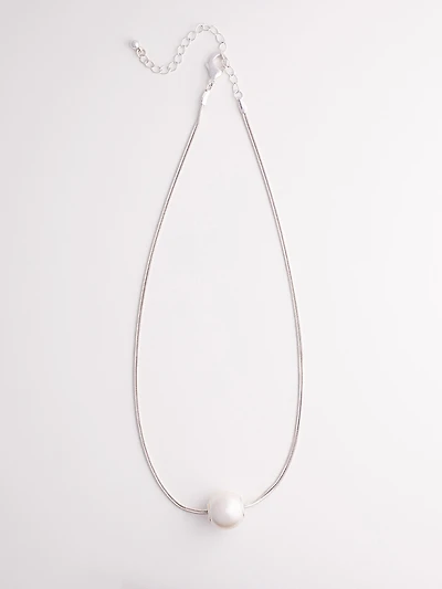Large Single Pearl Short Necklace