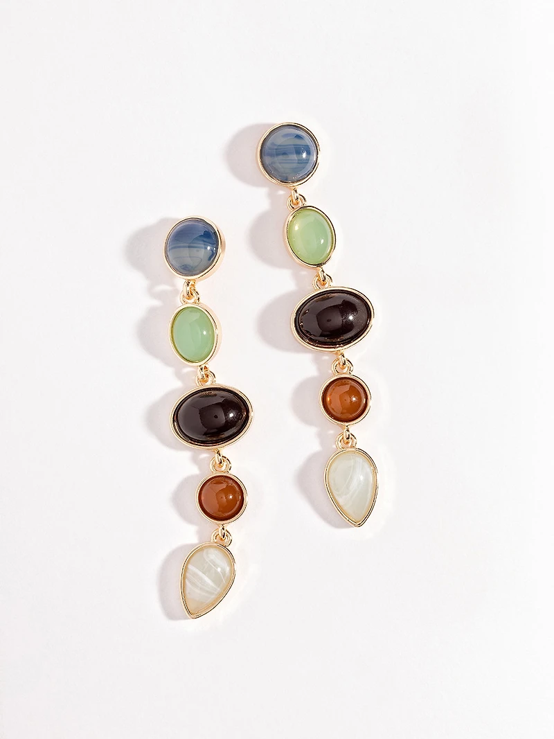 Multi-Colour Stone Dangle Earrings