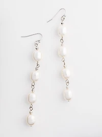 Multi-Pearl & Silver Drop Earrings