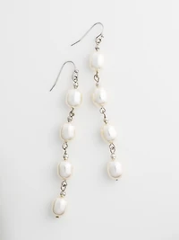 Multi-Pearl & Silver Drop Earrings