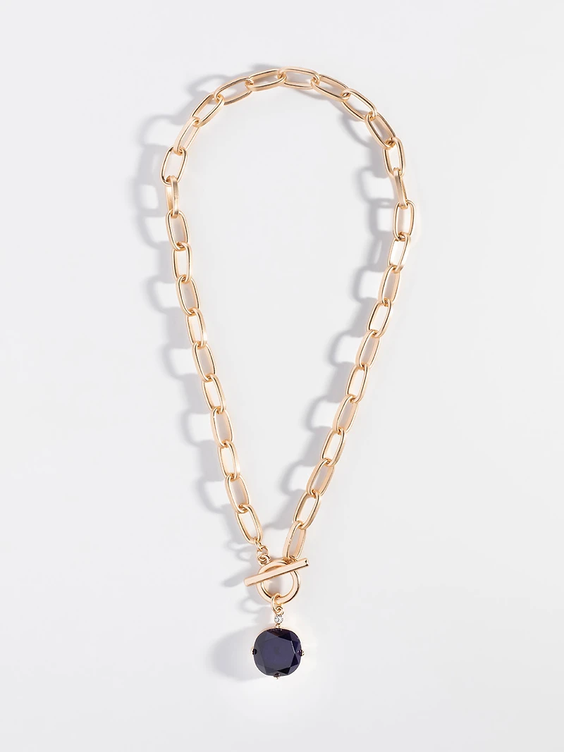 Short Length Large Black Gem Necklace
