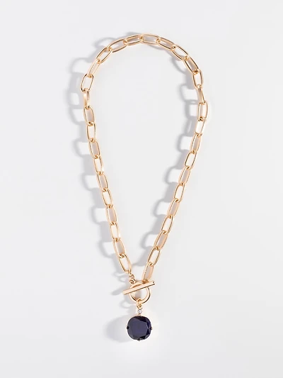 Short Length Large Black Gem Necklace