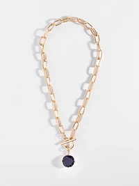 Short Length Large Black Gem Necklace