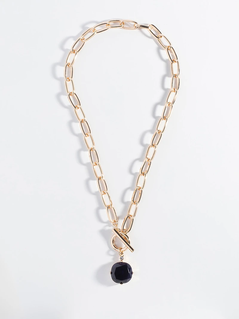 Short Length Large Black Gem Necklace