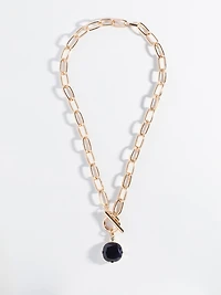 Short Length Large Black Gem Necklace