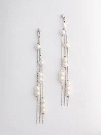 Silver & Pearl Tassel Earrings