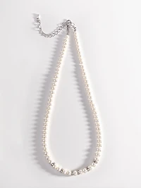 Silver Short Length Necklace with Pearls