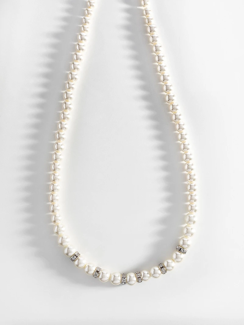 Silver Short Length Necklace with Pearls