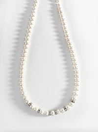Silver Short Length Necklace with Pearls