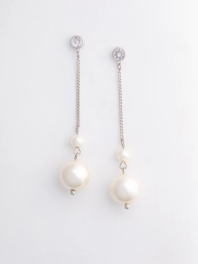 Threaded Pearl Drop Earrings