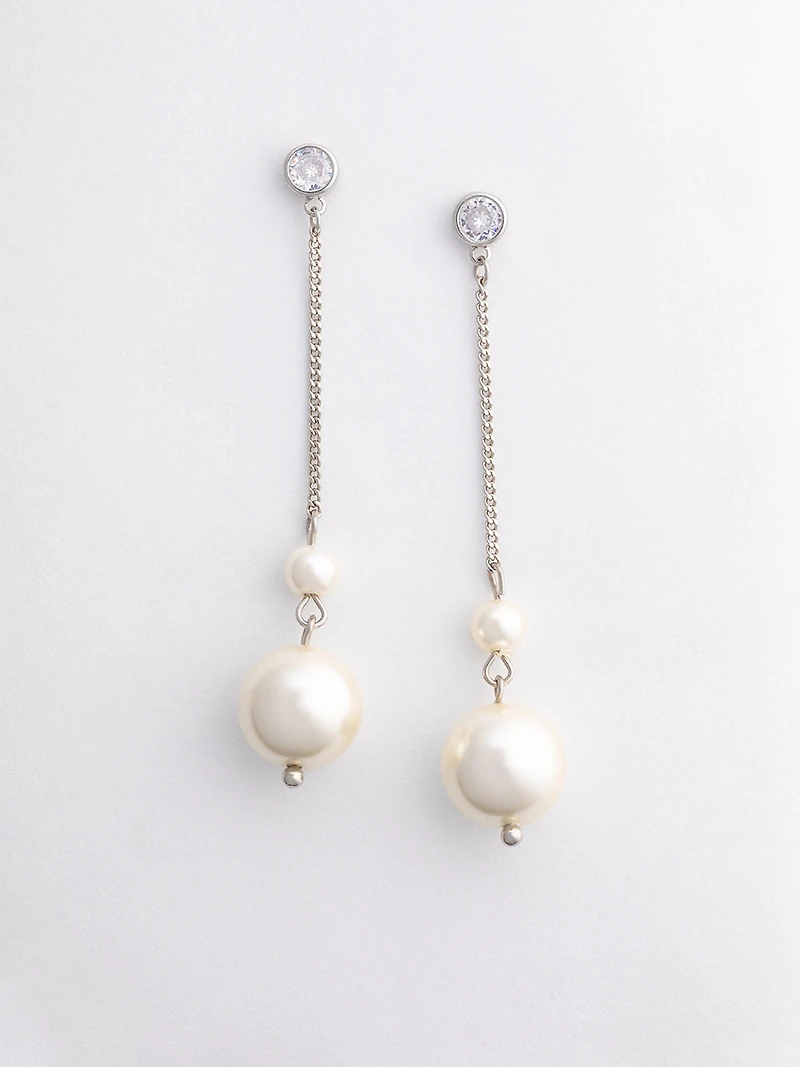 Threaded Pearl Drop Earrings