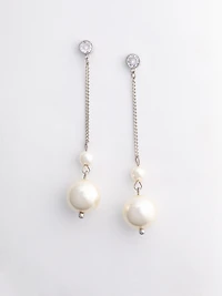 Threaded Pearl Drop Earrings