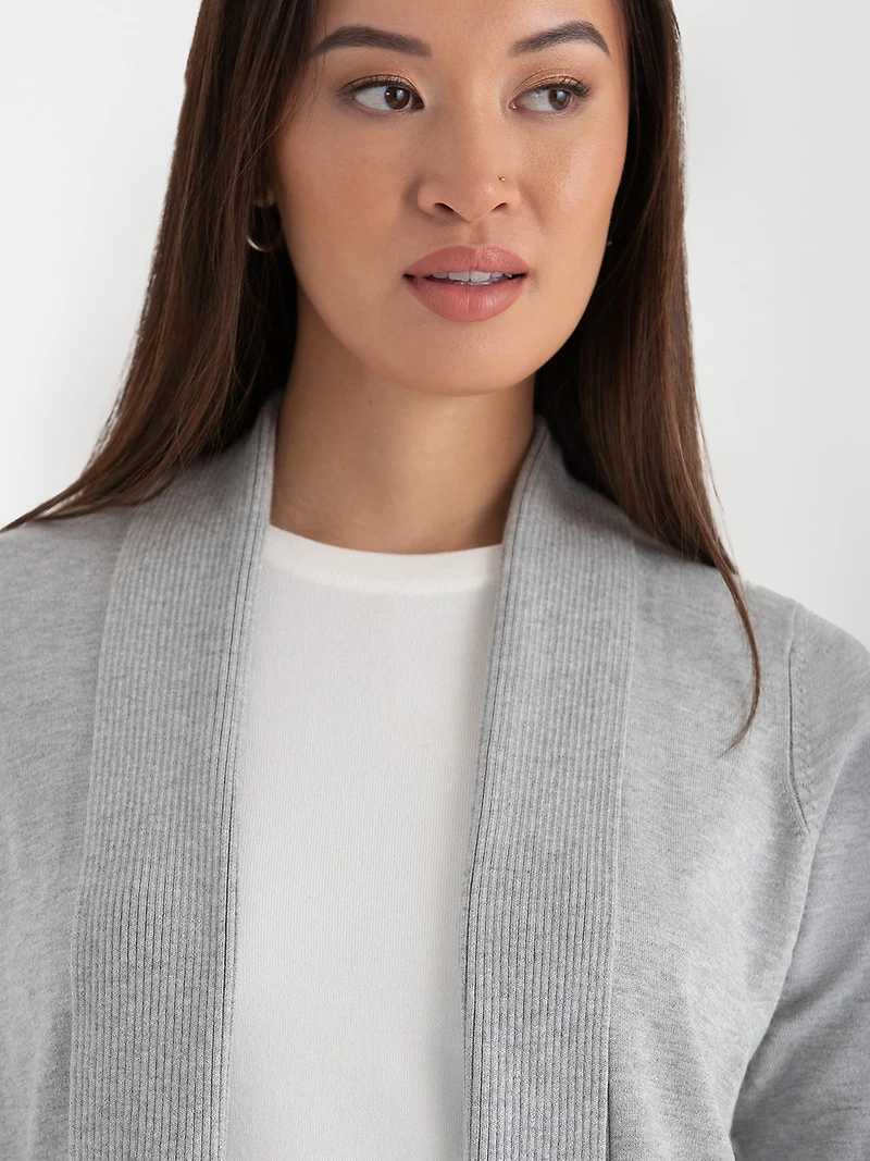Cardigan with Side Tab Buttons Light Heather Grey