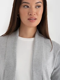 Cardigan with Side Tab Buttons Light Heather Grey