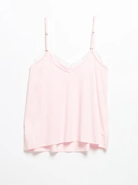 Lace Trim Cami with Crop Pant Sleepset Barely Pink