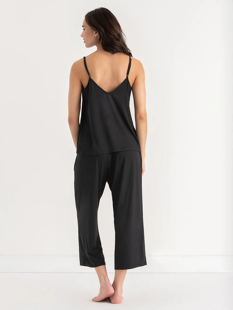 Lace Trim Cami with Crop Pant Sleepset Barely Pink