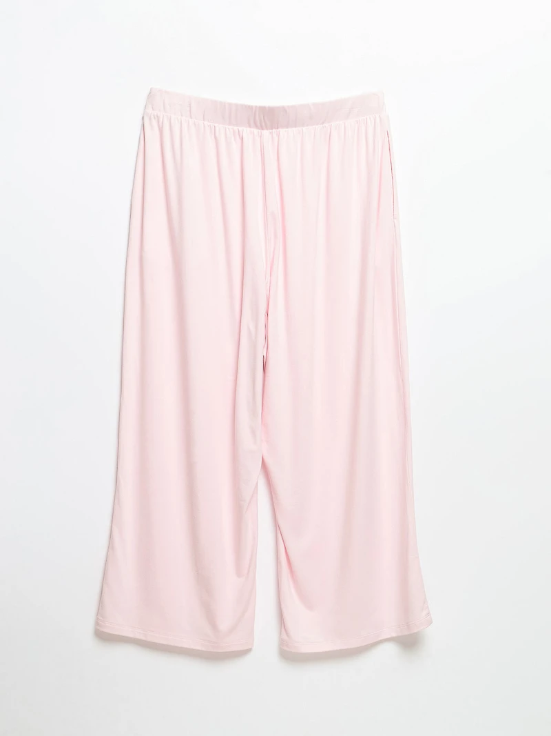 Lace Trim Cami with Crop Pant Sleepset Barely Pink