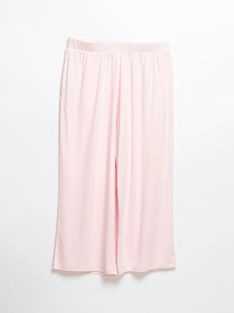 Lace Trim Cami with Crop Pant Sleepset Barely Pink