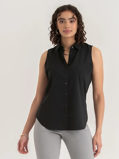 Black Nicole Sleeveless Collared Shirt