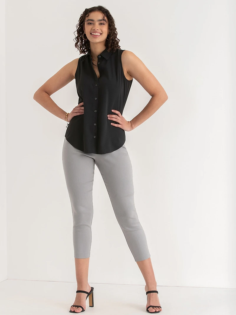 Black Nicole Sleeveless Collared Shirt