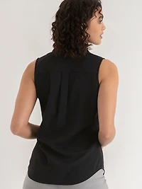 Black Nicole Sleeveless Collared Shirt
