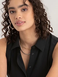 Black Nicole Sleeveless Collared Shirt