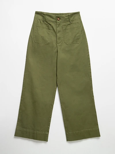 Wide Leg Capris Loden Green