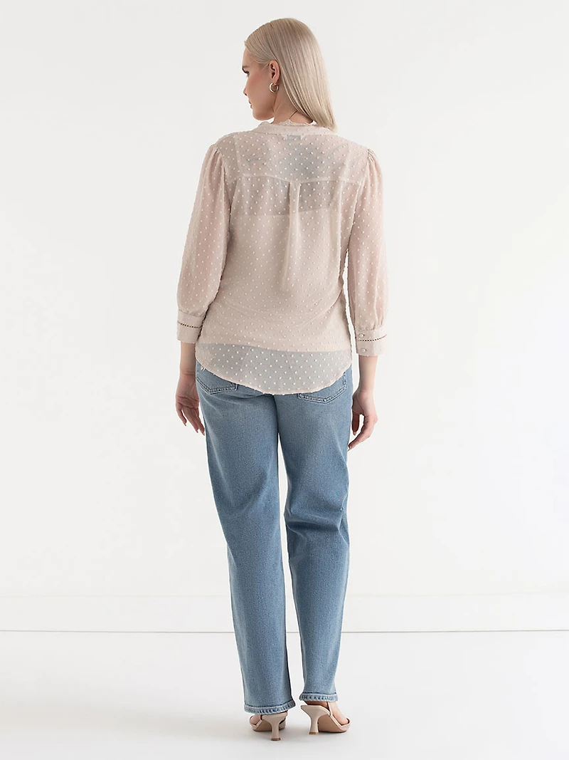 Swiss Sleeve 3/4 Blouse Pumice Stone