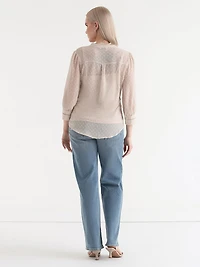 Swiss Sleeve 3/4 Blouse Pumice Stone
