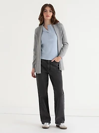 Short Sleeve Henley Knit Top Kentucky Blue