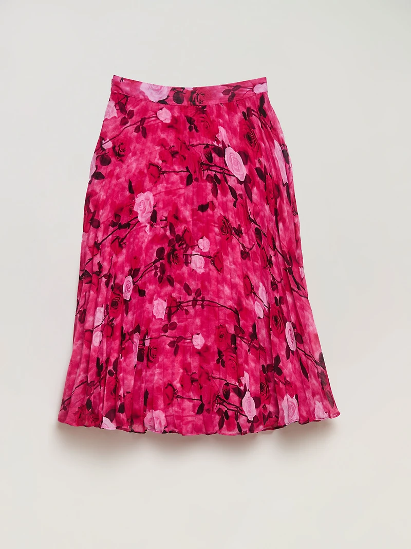 Romantic Pleated Midi Skirt Hyper Bloom