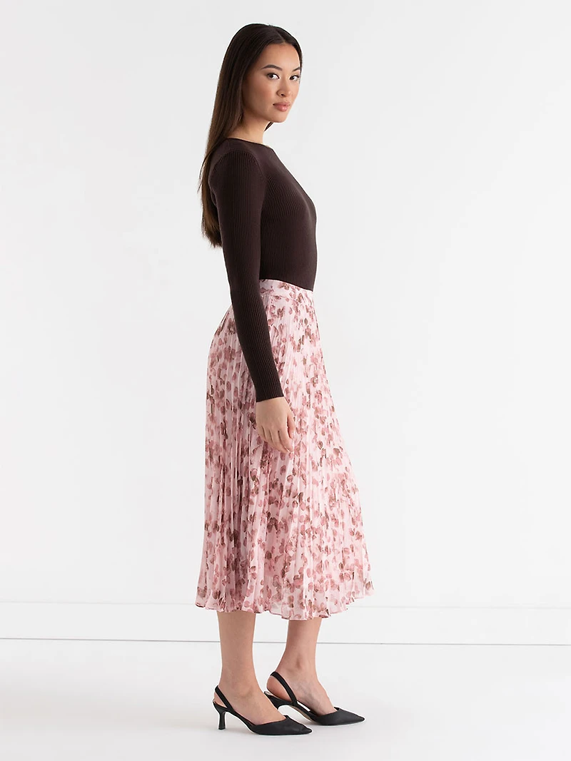 Romantic Pleated Midi Skirt Hyper Bloom