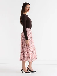 Romantic Pleated Midi Skirt Hyper Bloom