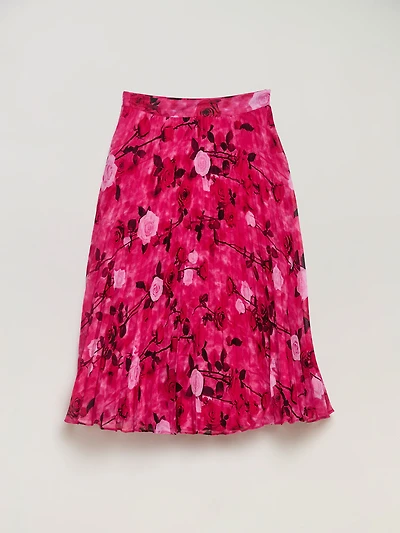 Romantic Pleated Midi Skirt Hyper Bloom