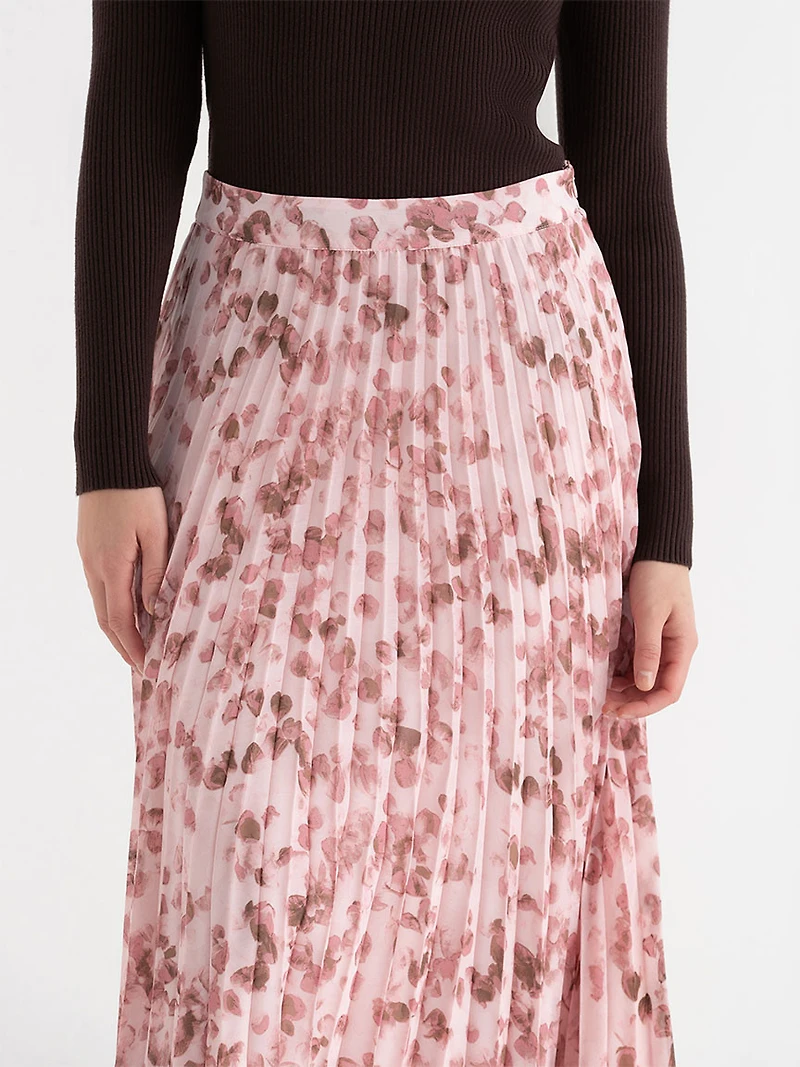 Romantic Pleated Midi Skirt Hyper Bloom