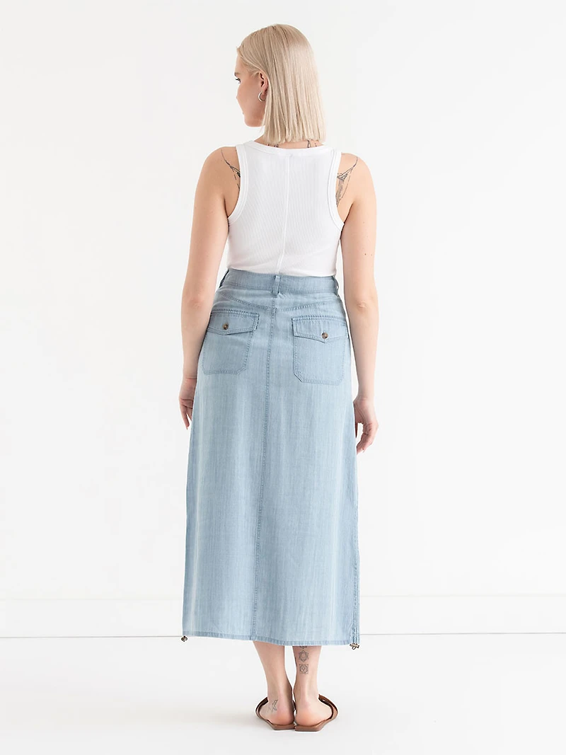 Tencel Utility Skirt Light Wash