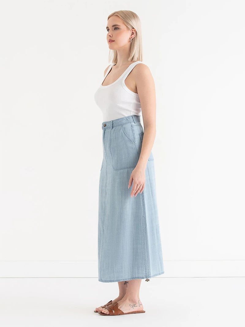 Tencel Utility Skirt Light Wash